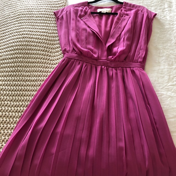 J. Crew Collection Peony Pink Pleated Dress in Size 0 - Picture 3 of 7